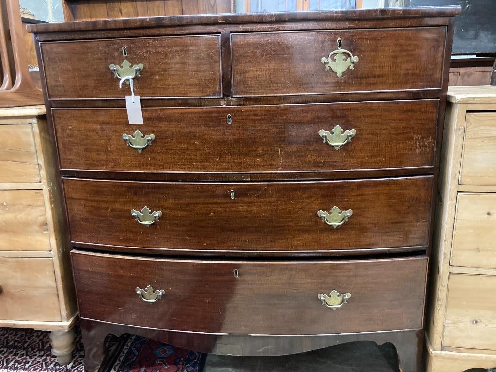 A 19th century mahogany bow-fronted chest of drawers, width 107cm, depth 52cm, height 106cm